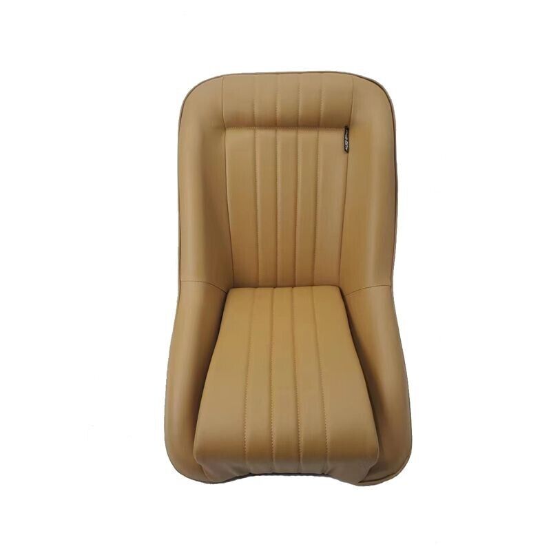 Auto-Style x1 Classic Car Retro Kit Sports Fixed Back Bucket Seat Beige PVC inc slides