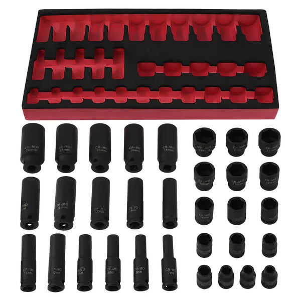 MXPR 32PC 3/8 DRIVE IMPACT SOCKET SET (STANDARDDEEP) 6 POINT PROFILE 40crmo