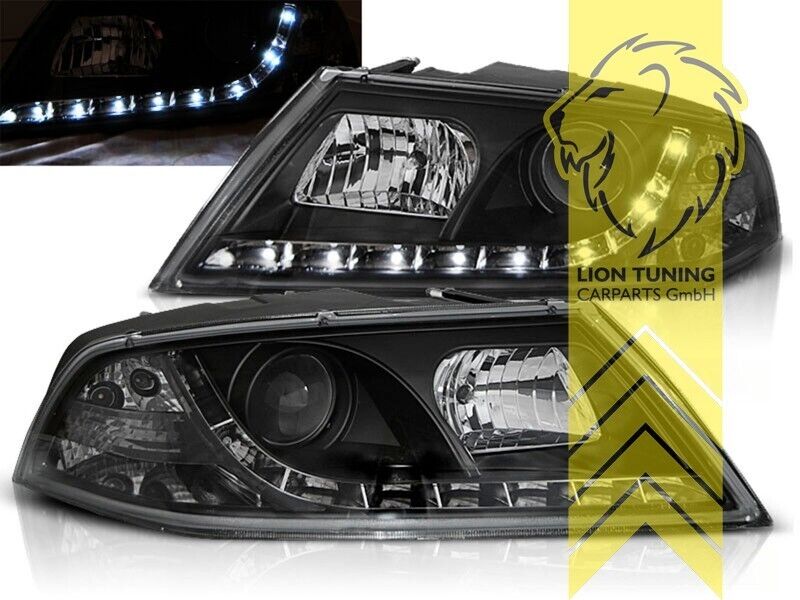 LT Pair LED DRL Lightbar Headlights Skoda Octavia 2 MK2 1Z black XENON LHD