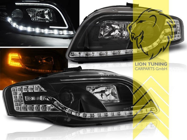 LT LED DRL Lightbar Halo Headlights Audi A4 B7 8E 04-08 Sedan Avant black LHD