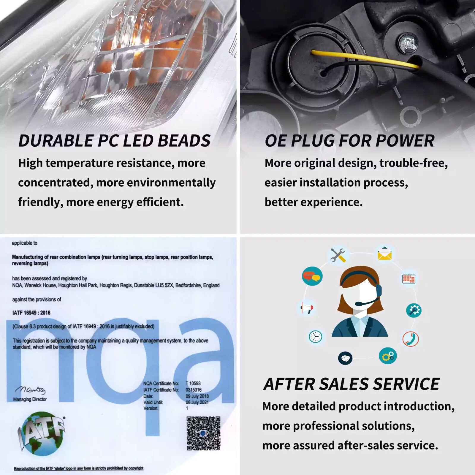 VLAND Pair 08-23 GT-R R35 LED DRL Halo Projector Headlights Lamps Chrome LHD