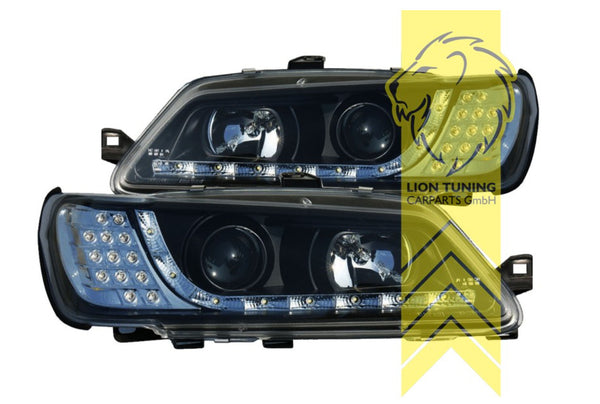 LT LED DRL Lightbar Halo Ring Headlights Peugeot 306 Cabrio Break black 93+ LHD