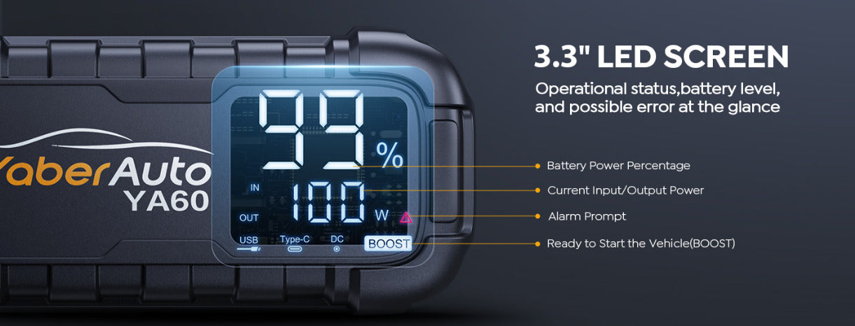 YaberAuto 6000A Jump Starter Power Pack Car Battery Booster All Gas / Petrol / Diesel 12L+