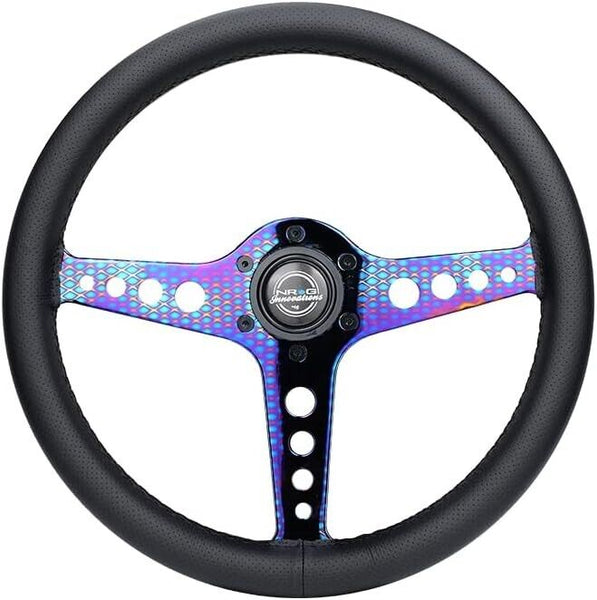 NRG Innovations Univ 350mm Leather Steering WHEEL Light Weight NeoChrome Car Sim