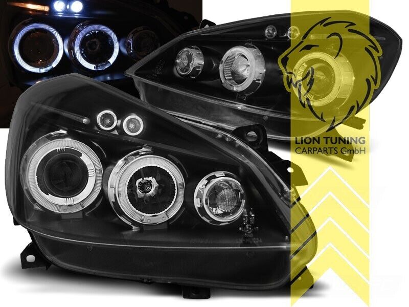 LT LED DRL Light Ring Halo Headlights Renault Clio 3 C BR CR 05-09 black LHD