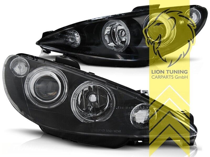 LT LED Halo Ring Headlights Peugeot 206 206CC CC Cabrio SW Break Chrome H7 LHD