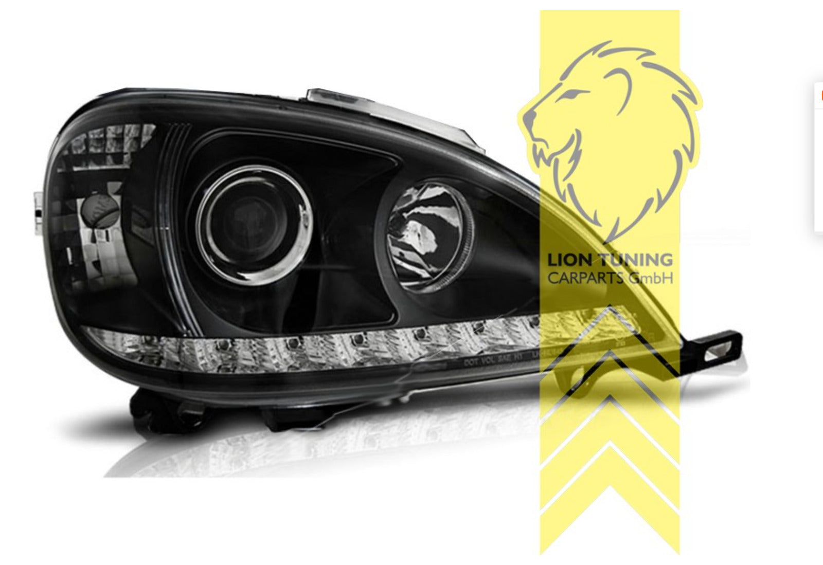 LT LED DRL Lightbar Halo Ring Headlights Mercedes W163 ML M-Class Black 01-05 LHD