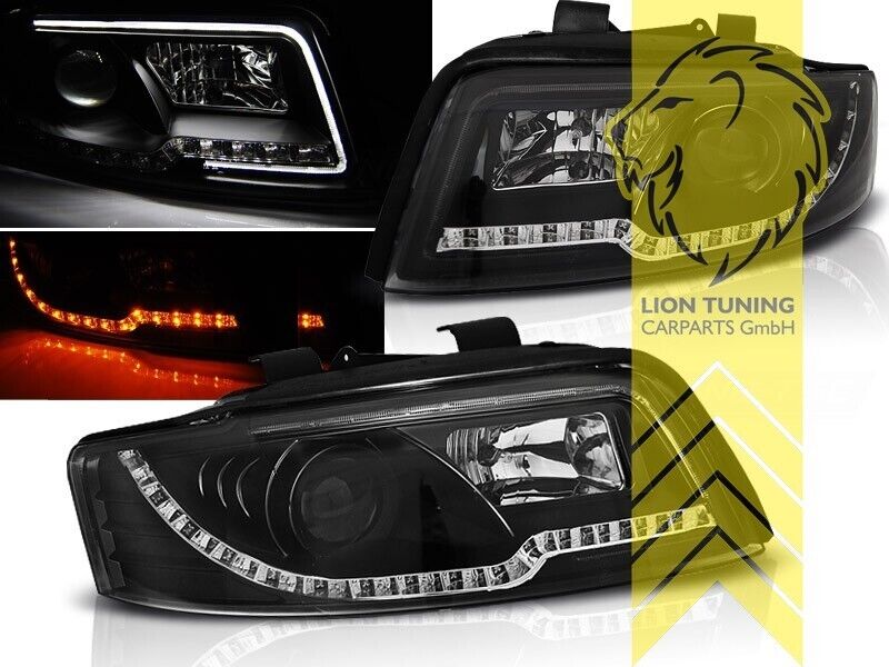 LT LED DRL Lightbar Halo Headlights Audi A4 B6 8E Limo Avant black LHD