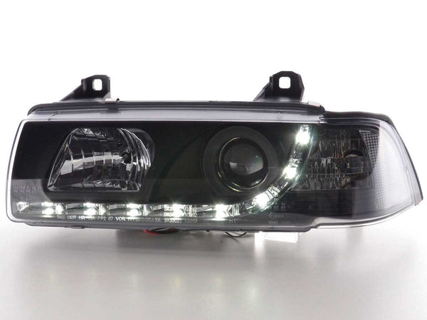 FK Pair LED DRL Lightbar Headlights BMW 3-series E36 Limo / Touring black RHD