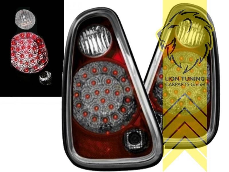 LT Pair LED Lightbar Rear Lights Tail Mini Cooper One R50 R52 R53 red chrome JCW