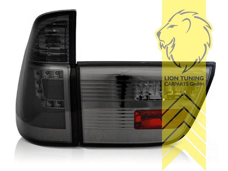 LT LED DRL Lightbar Pair Rear Lights Tail Lamps BMW E53 X5 00-03 black smoke LHD