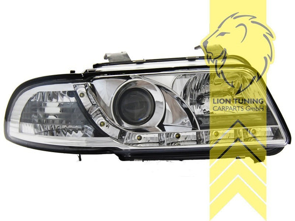 LT Pair LED DRL Lightbar Halo Headlights Audi A4 B5 99-01 Sedan Avant chrome LHD