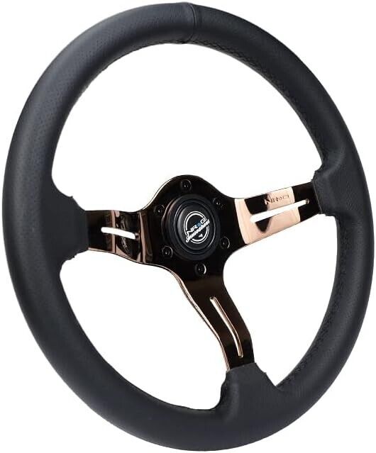 NRG Innovations Universal 350mm Leather Steering WHEEL Rose Gold Car Sim 6-Bolt