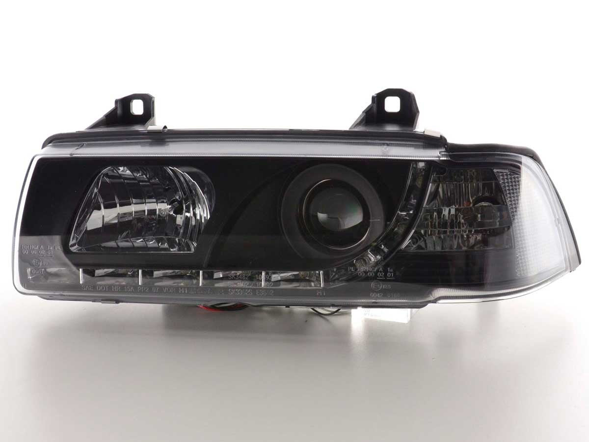 FK Pair LED DRL Lightbar Headlights BMW 3-series E36 Limo / Touring black RHD