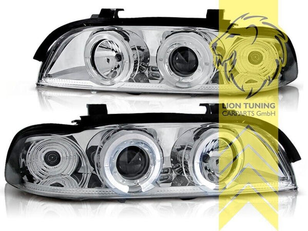 LT Pair LED DRL Halo Headlights BMW E39 95-00 Limo Touring H1 / H1 chrome LHD