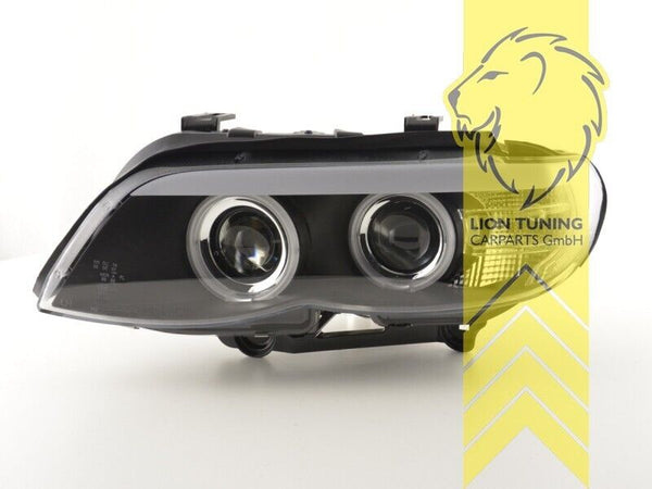 LT LED DRL Halo CCFL H1 Headlights BMW X5 E53 black for XENON D2S / H7 03-06 LHD