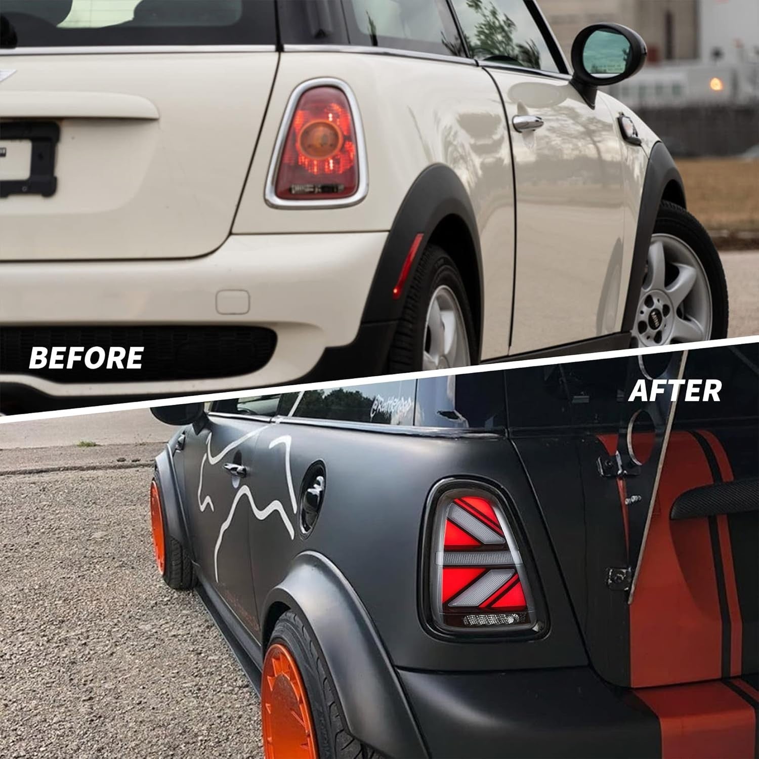 UK RHD VLAND BMW Mini R56 R57 R58 R59 07-15 LED Lightbar Rear Lights WELCOME SEQ