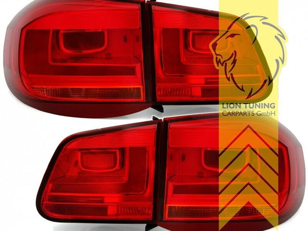 LT Pair LED Lightbar Rear Lights Tail VW Tiguan 5N 07-11 red clear LHD