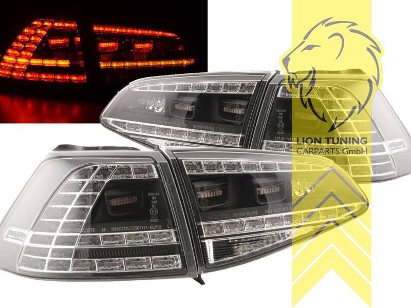 LT Pair LED DRL Lightbar REAR LIGHTS Tail VW VW Golf 7 black Clear Smoke LHD