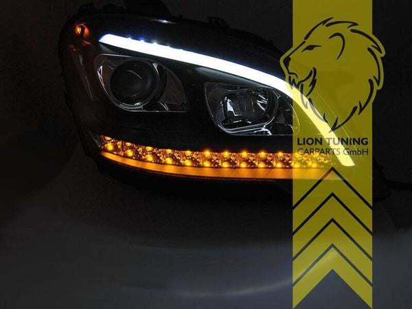 LT LED DRL Lightbar Halo Headlights Mercedes W164 ML M-Class Facelift black LHD