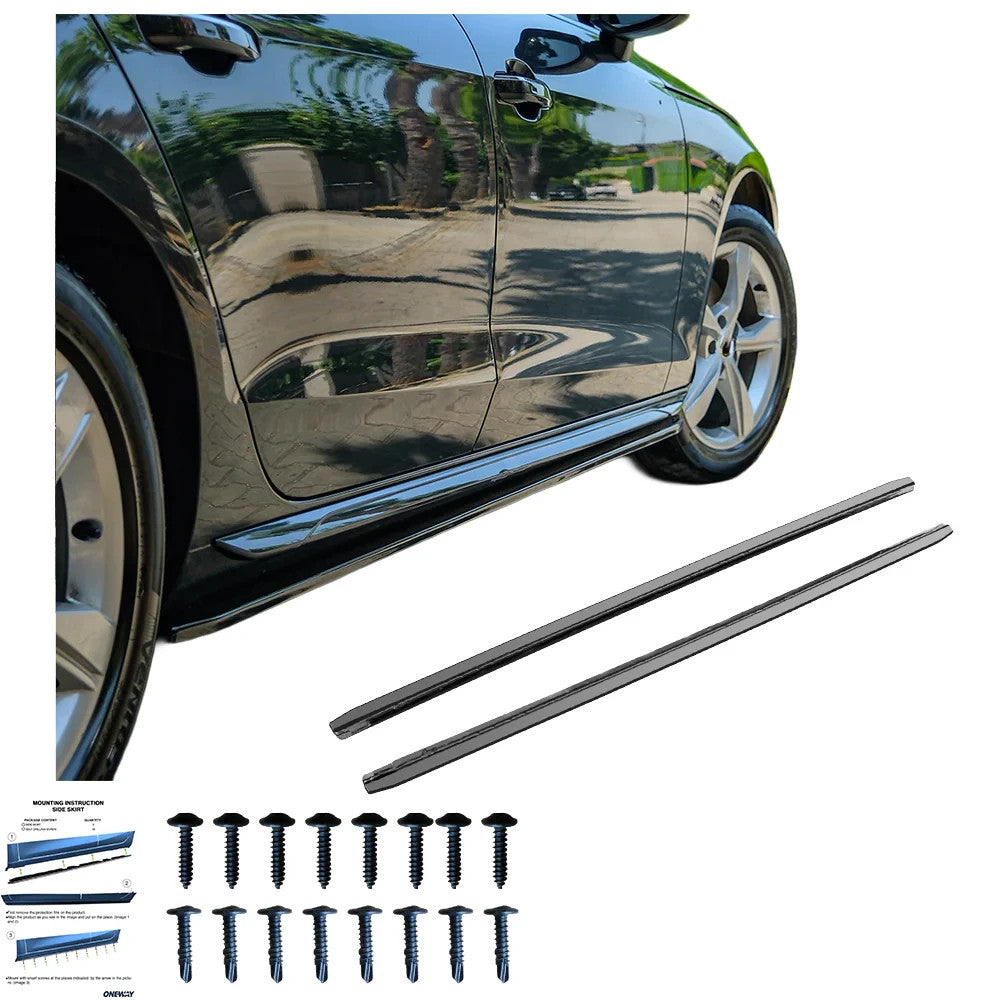 OW Side Skirts Extensions Valance AUDI A4 B9 Facelift 2019-2024 Gloss Black