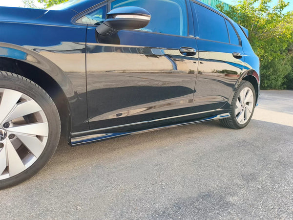 Motordrome Design Side Skirts Extensions VW Golf Mk8 + Facelift 19+ Gloss Blk