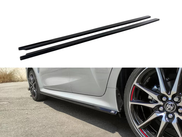 Motordrome Side Skirts Extensions Toyota Yaris Mk4 GR Sport 22+ Gloss Black