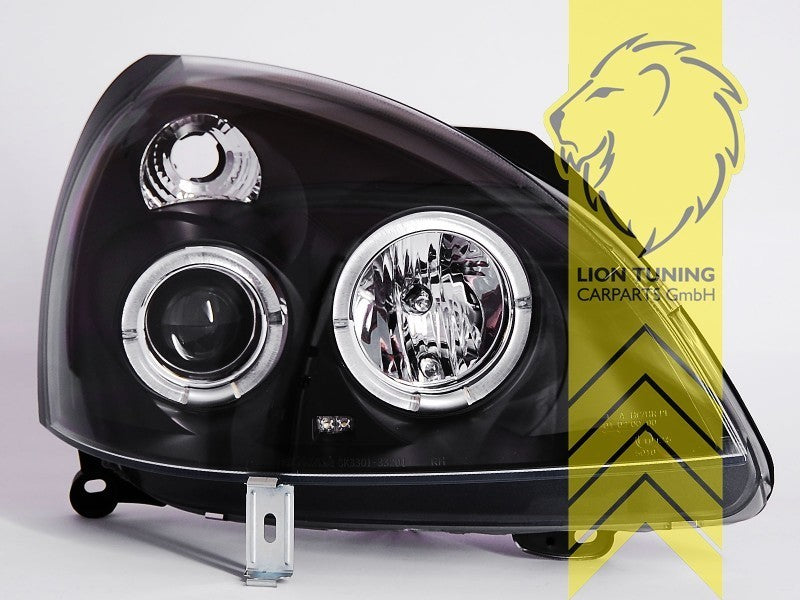LT LED DRL Halo Headlights Renault Clio B Phase 2 B, CB LB S 01-05 black LHD