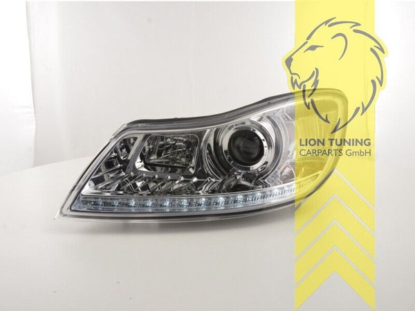 LT Pair LED DRL Headlights Skoda Octavia Facelift MK2 2 1Z 1Z3 1Z5 09-13 LHD