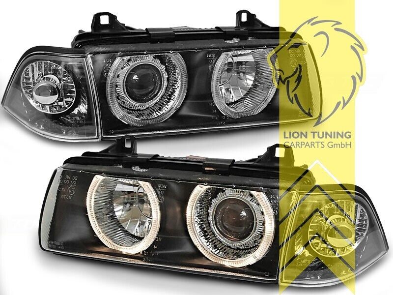 LT LED DRL Halo Ring Angel Headlights BMW E36 Coupe Cabrio black 92-99 LHD