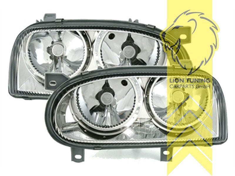 LT DEPO Halogen Headlights VW Golf 3 sedan Variant Cabrio 1H1 1E7 1H5 chrome LHD