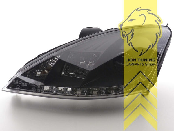 LT LED DRL Lightbar Headlights Ford Focus 1 DAW DBW DFW DNW HB SW Black LHD