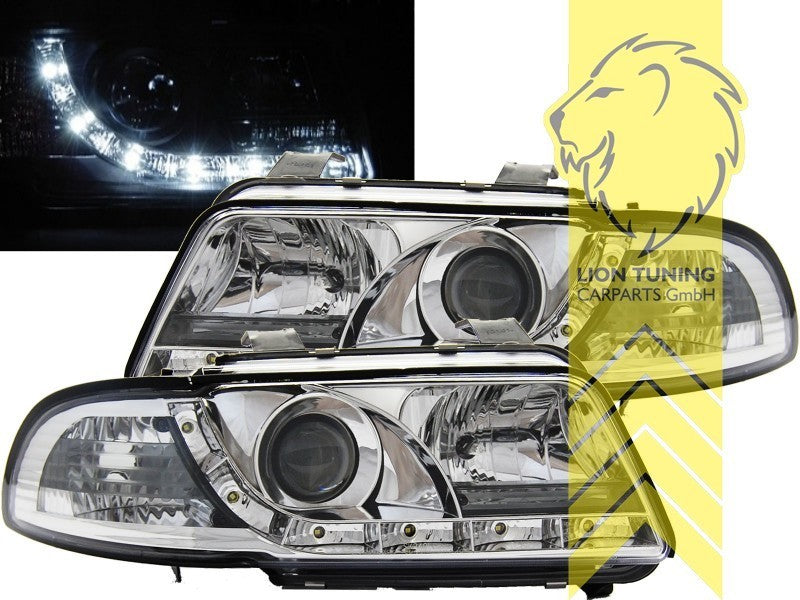 LT Pair LED DRL Halo Headlights Audi A4 B5 8D Limousine Avant chrome LHD