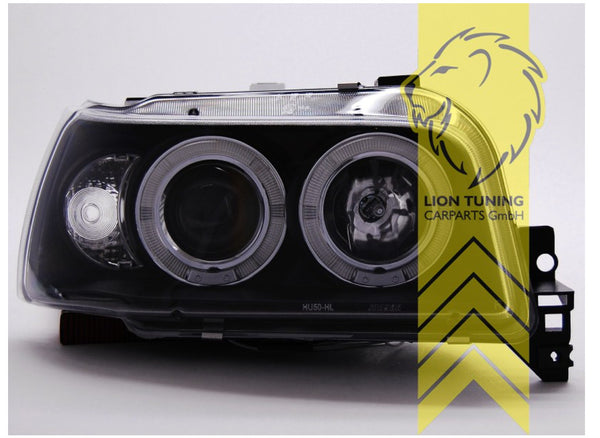 LT LED DRL Halo Ring Headlights Renault Clio A 1 MK1 Black 90-96 B57 C57 LHD