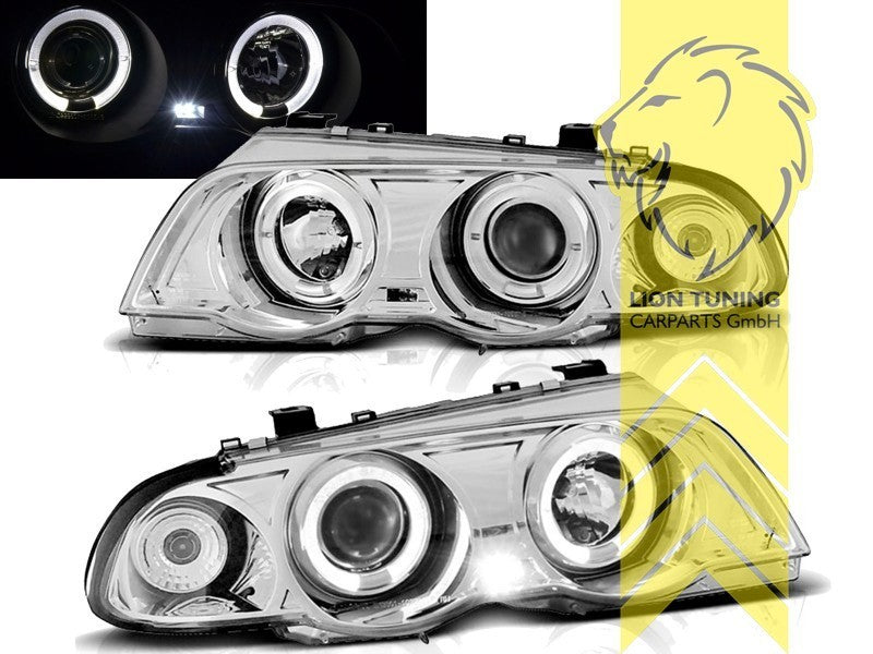 LT LED DRL Angel Eye Halo Headlights BMW E46 98-01 Limousine Touring chrome LHD