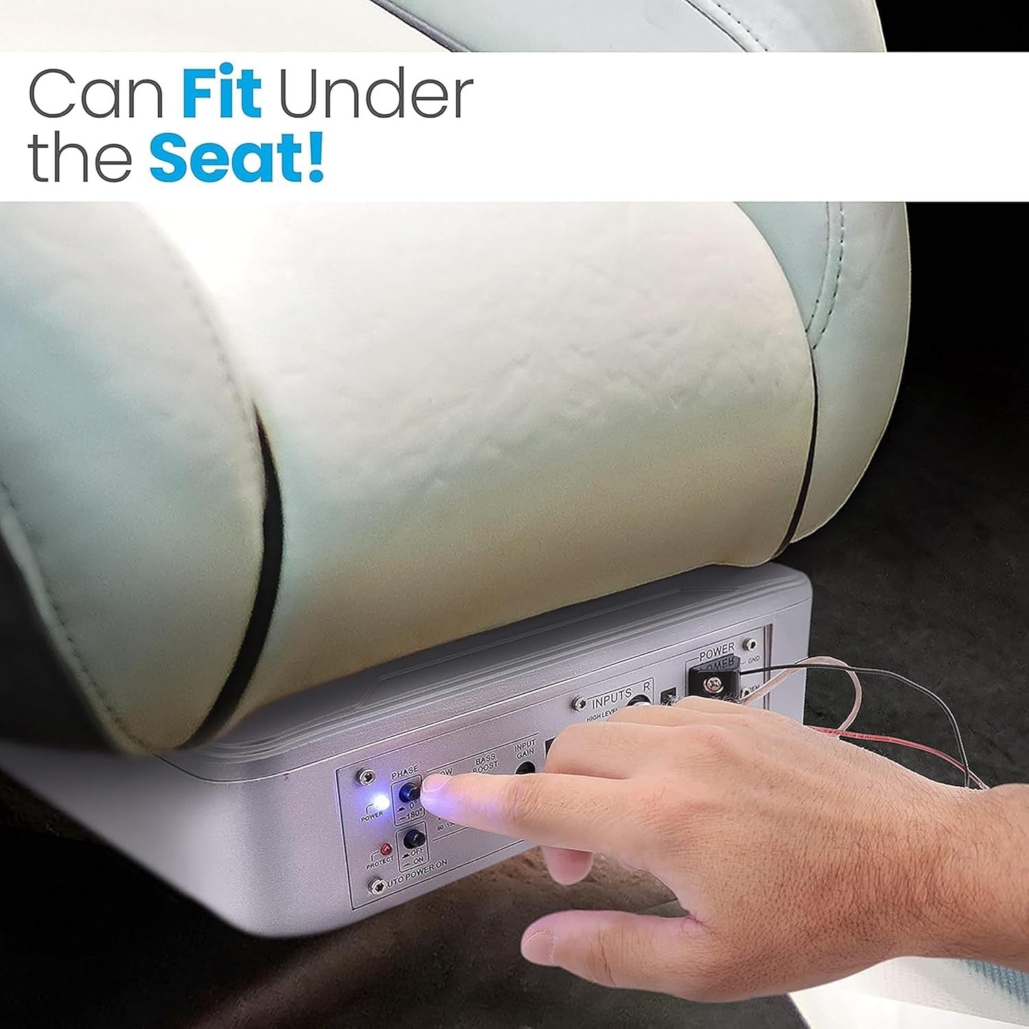 PYLE Car 8" Low-Profile Amplified Subwoofer System 600W Compact Underseat H/L