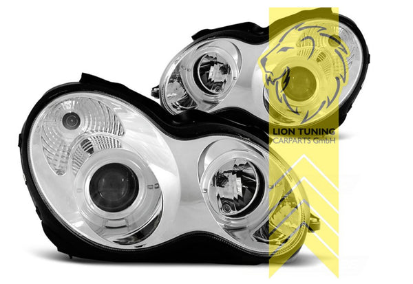 LT LED DRL Dual Halo Headlights Mercedes W203 S203 T-Model C-Class chrome LHD