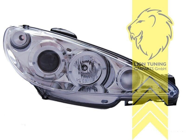 LT LED Halo Ring Headlights Peugeot 206 206CC CC Cabrio SW Break Chrome H7 LHD