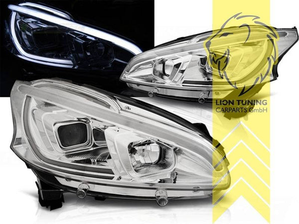 LT LED DRL Lightbar Halo Ring Headlights Peugeot 208 chrome 12-15 LHD