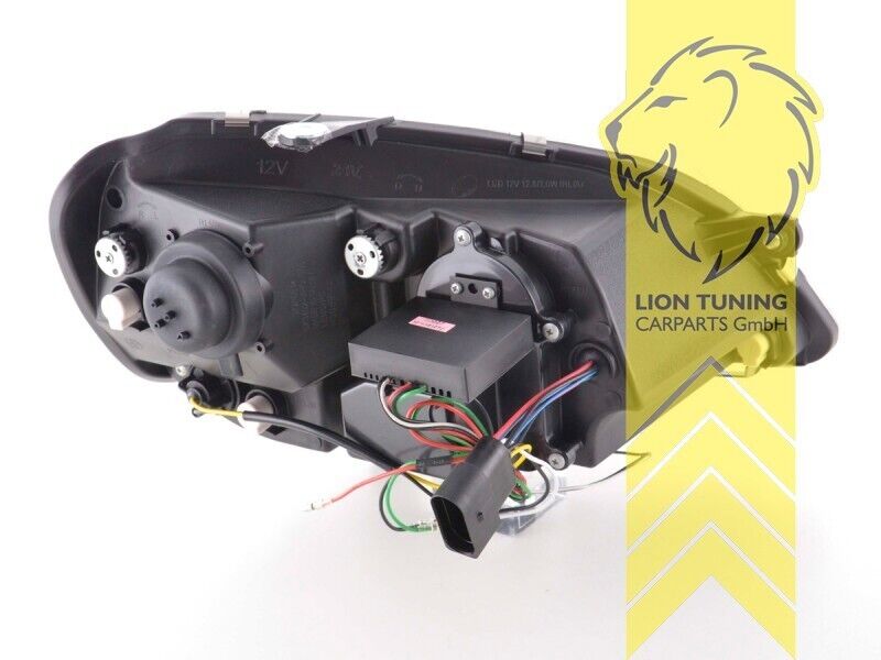 LT LED Halo Lightbar Headlights VW Polo 9N 9N3 05-09 chrome LHD