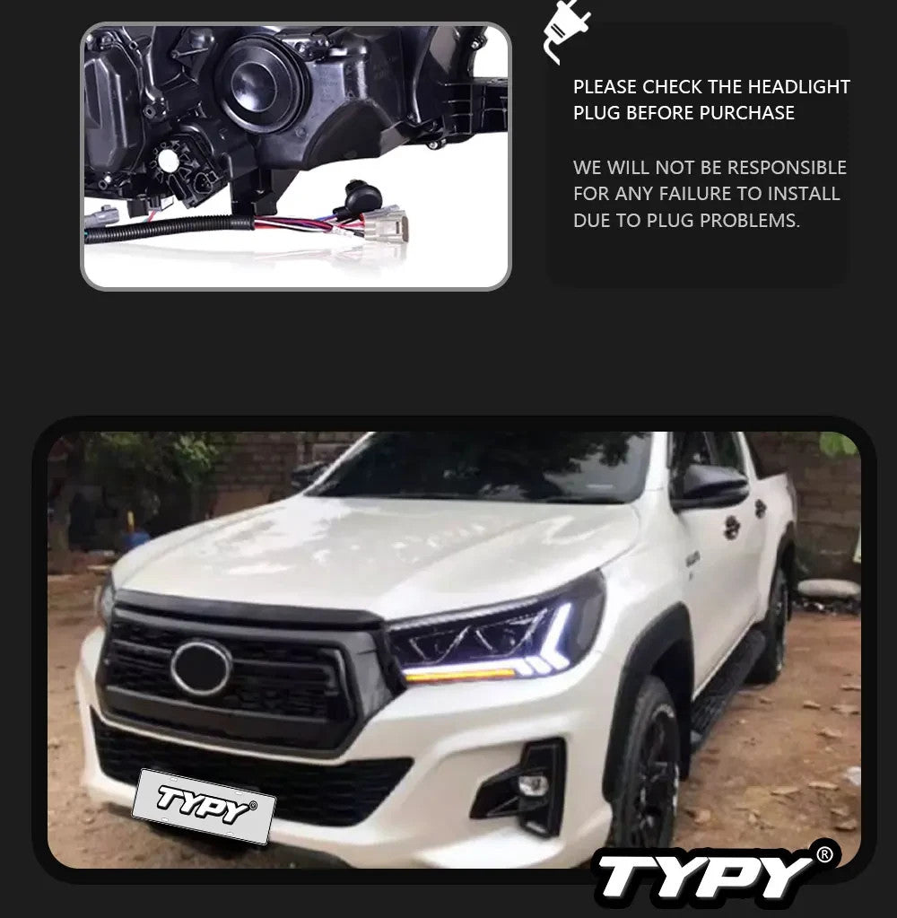 TYPY Pair Toyota Hilux Revo Rocco Wigo LED DRL Headlights Halogen / Xenon LHD