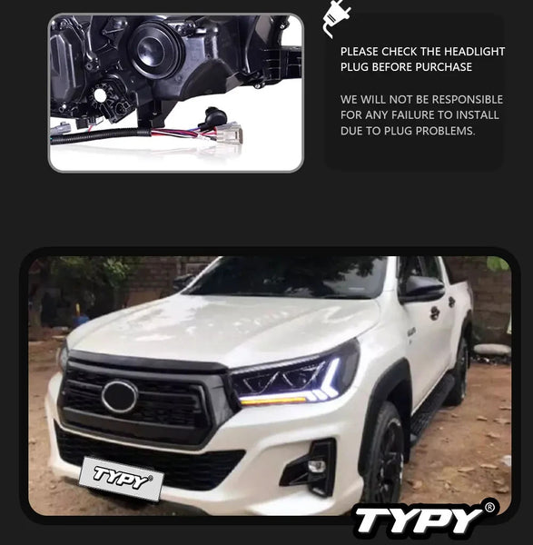 TYPY Pair Toyota Hilux Revo Rocco Wigo LED DRL Headlights Halogen / Xenon LHD