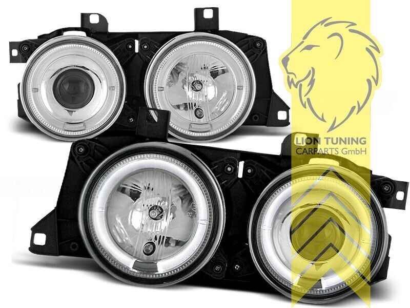 LT LED DRL Angel Eye Lightbar Halo Ring Headlights BMW BMW E32 E34 chrome LHD