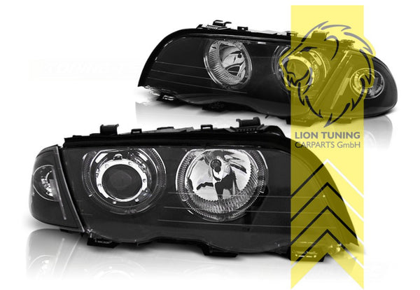 LT LED DRL Angel Eye Halo Ring Headlights BMW E46 sedan touring 98-01 black LHD