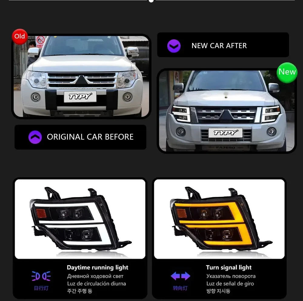 TYPY Pair Pajero V93 V97 V87 09-21 LED DRL Lightbar Headlights LHD