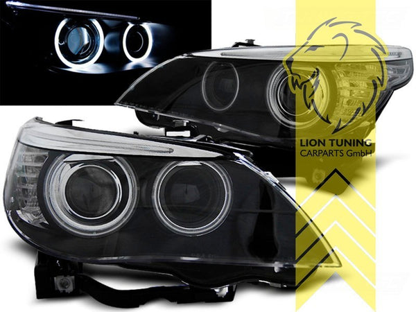 LT Pair LED DRL BMW E60 Limo E61 Touring black CCFL XENON 05-07 Headlights LHD