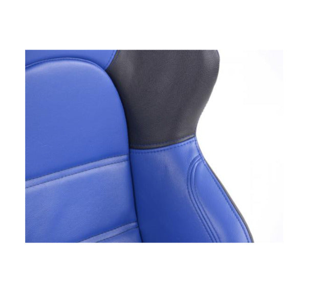 FK Pair Universal Reclining Big Side Bolster Bucket Seats Blue & Black +slides