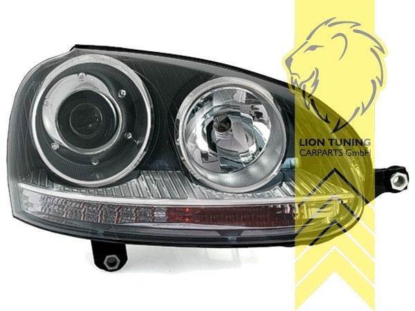 LT LED DRL Headlights VW Golf 5 Jetta 3 03-10 GTI optics black Bi XENON LHD