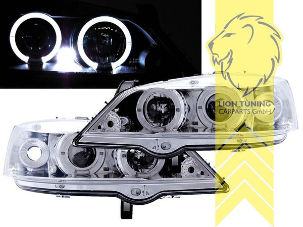 LT Pair LED DRL Halo Ring Headlights Opel Vauxhall Astra G Chrome 98-05 LHD