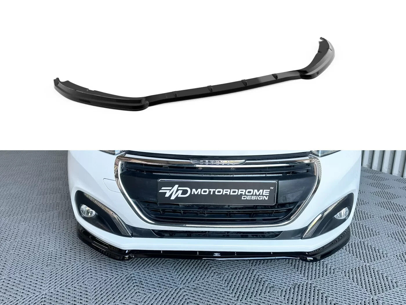 Motordrome Front Bumper Lower Splitter V.2 Peugeot 208 Mk1 FL 15-19 Gloss Black